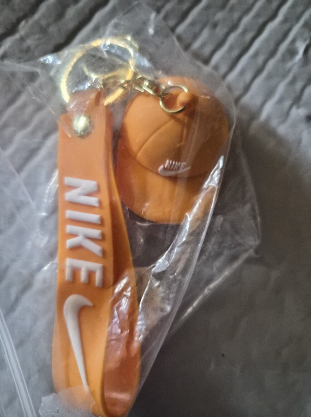 Nike Orange Strap Keyring with Mini Basketball Charm